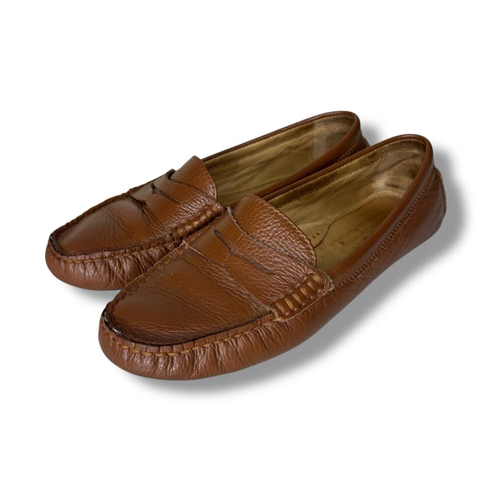 Lauren Ralph Lauren Size 6.5 B Camila Driving Loafer Tan Leather Classic Casual
